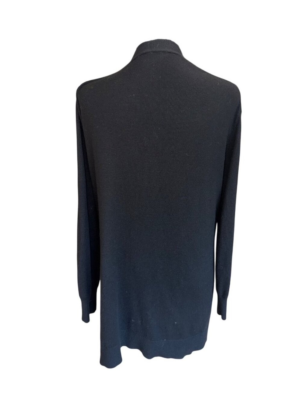 Luxury Cashmere Blend Black Open-Front Cardigan Pockets M Quiet Luxury Money - Picture 3 of 9